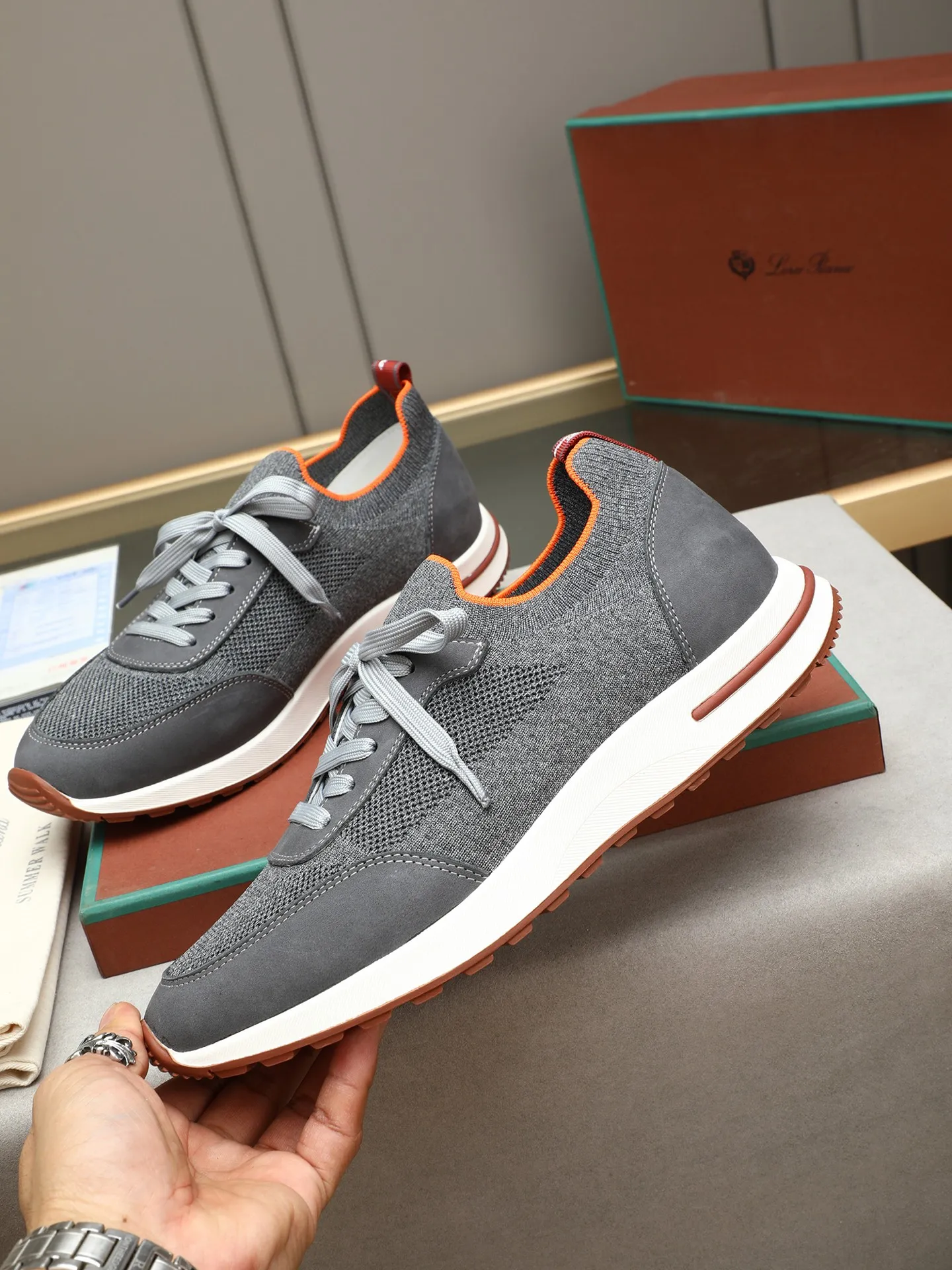 Men's shoes 💰420 LP new product on sale Loro Piana knitted sneakers | Made of Wish wool blended fabric | The upper is made of unique knitted fabrics